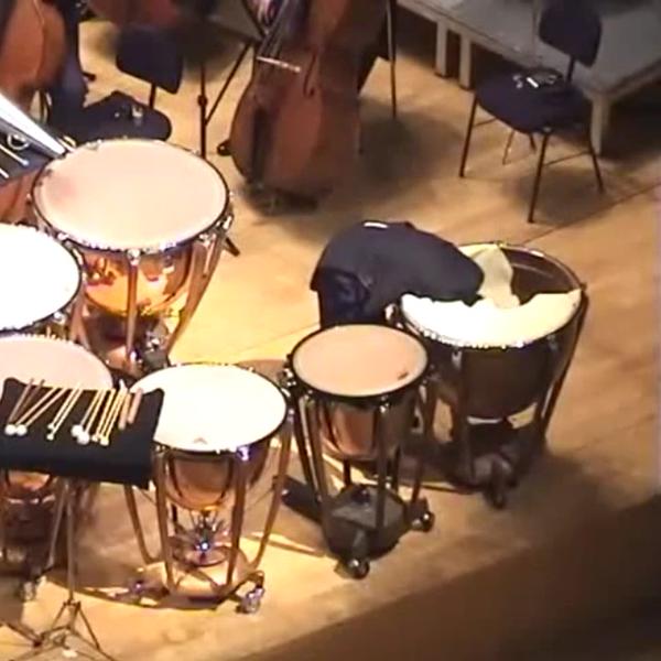 【衝撃映像】ティンパニー奏者が演奏中に楽器へ頭を突っ込むwww実はそれ、楽譜の指示通りでした。