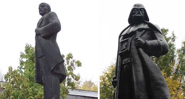 ソ連崩壊後に独立したウクライナのレーニン像、ダースベイダーに生まれ変わる