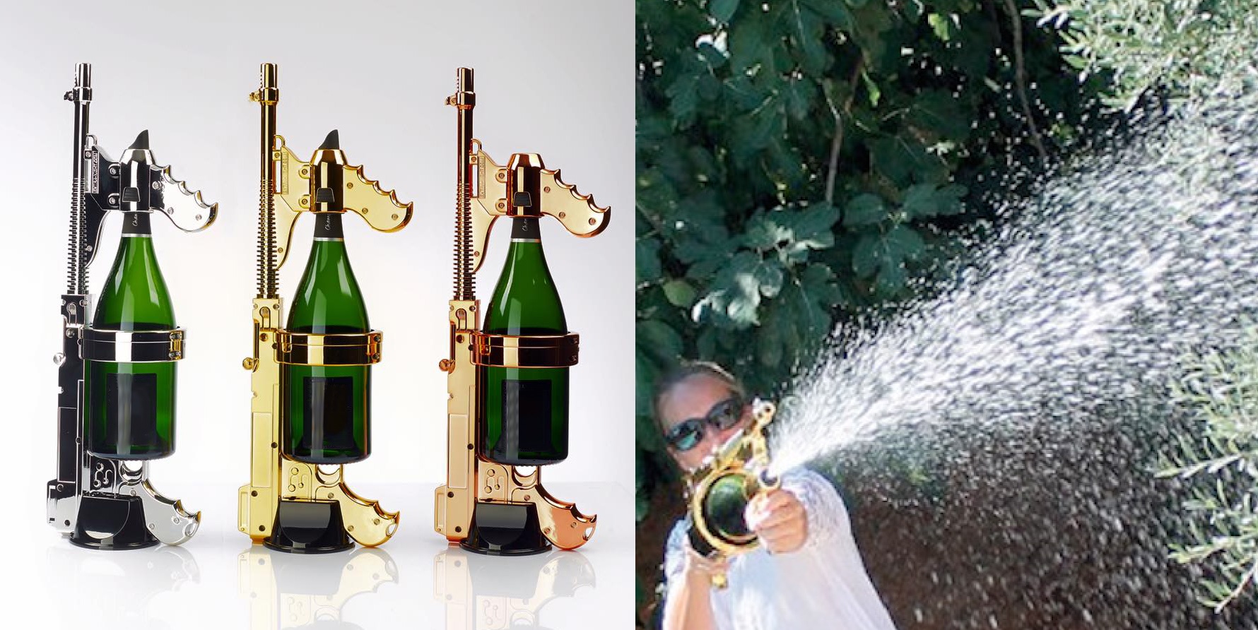 世界中のパリピが大喜び！シャンパンを瓶ごと水鉄砲に出来る「シャンパンガン」