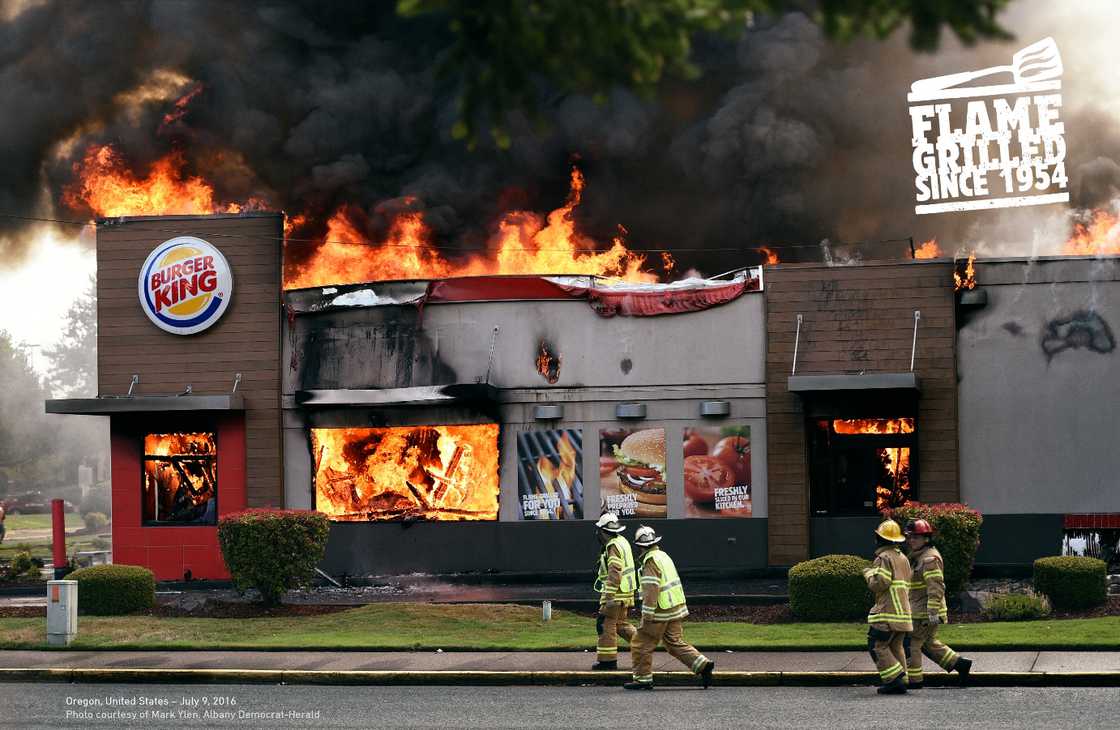 バーガーキングが自店舗の火災写真を広告起用！その驚くべき理由