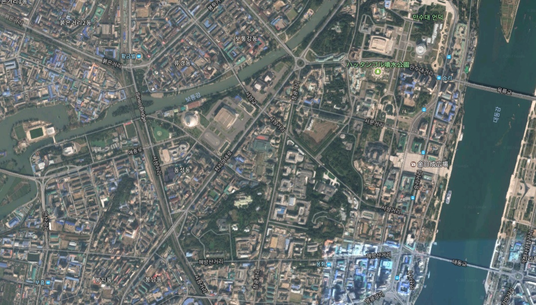北朝鮮の平壌にある高層ビル群はGoogleマップで見るとハリボテ!?