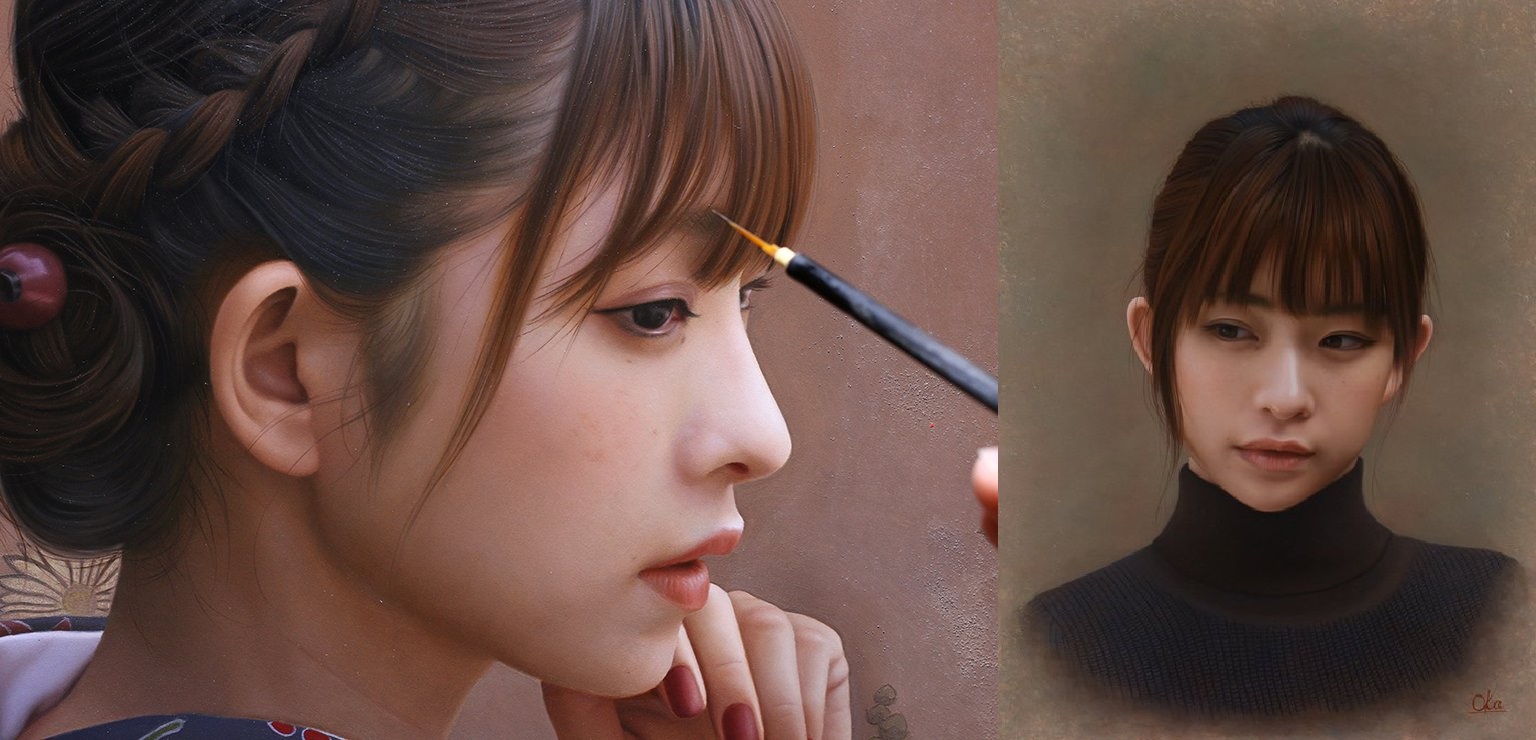 まるで写真!?画家の岡靖知さんが描く美女の人物画が恐ろしく写実的