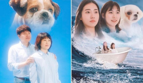【雑コラ感】ペットと一緒に家族写真を撮影できる韓国スタジオがじわじわくる