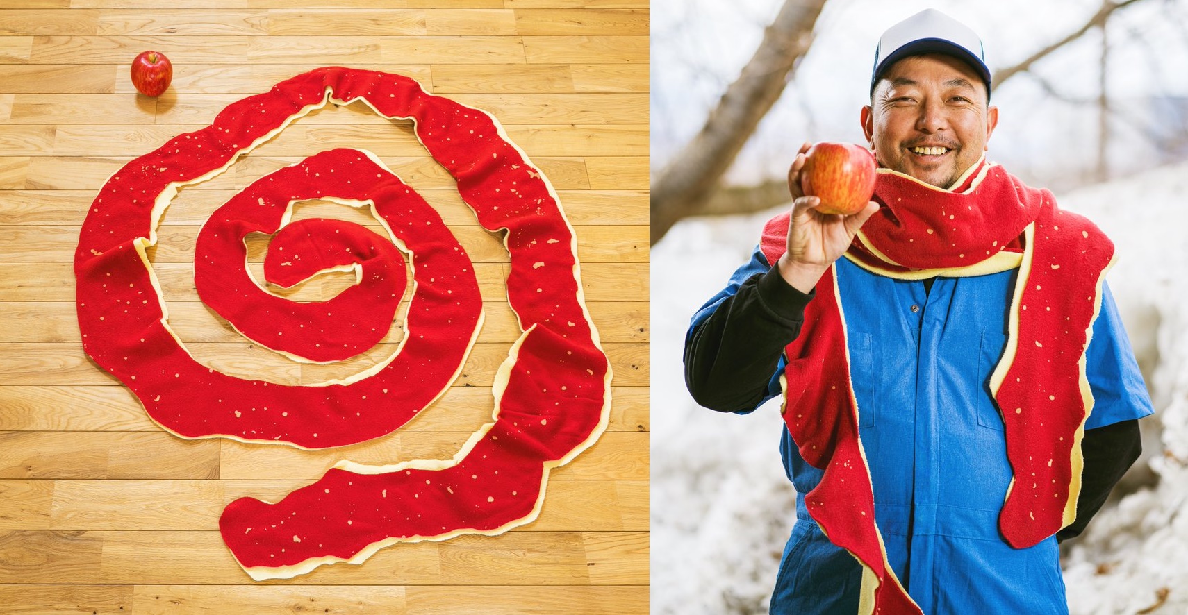 りんごの皮がモチーフ！青森県観光企画課が制作『りんごの皮マフラー 』が可愛すぎ